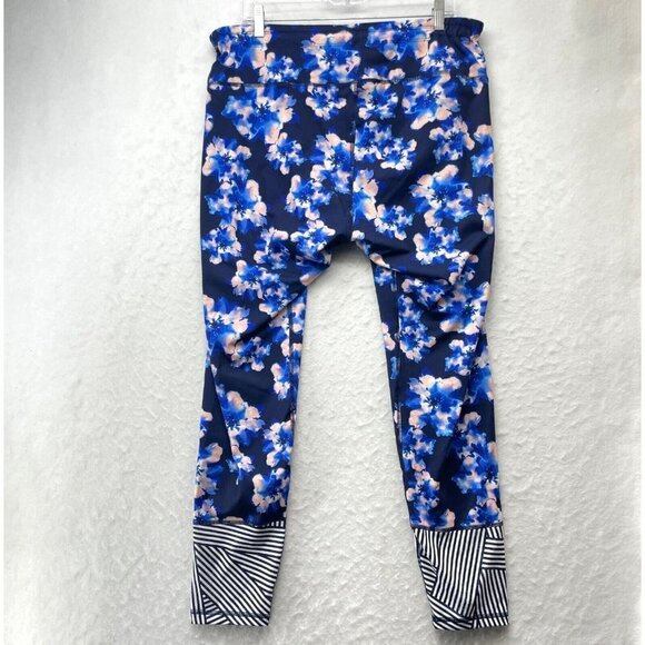Old Navy Active Leggings Women Sz XXL Blue Pink Floral Pull On Go Dry Drawstring - Picture 2 of 11